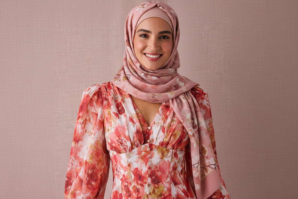 Modesta Women's Floral Print V-Neck Lantern Sleeve Ruffle Hem Elegant Dress